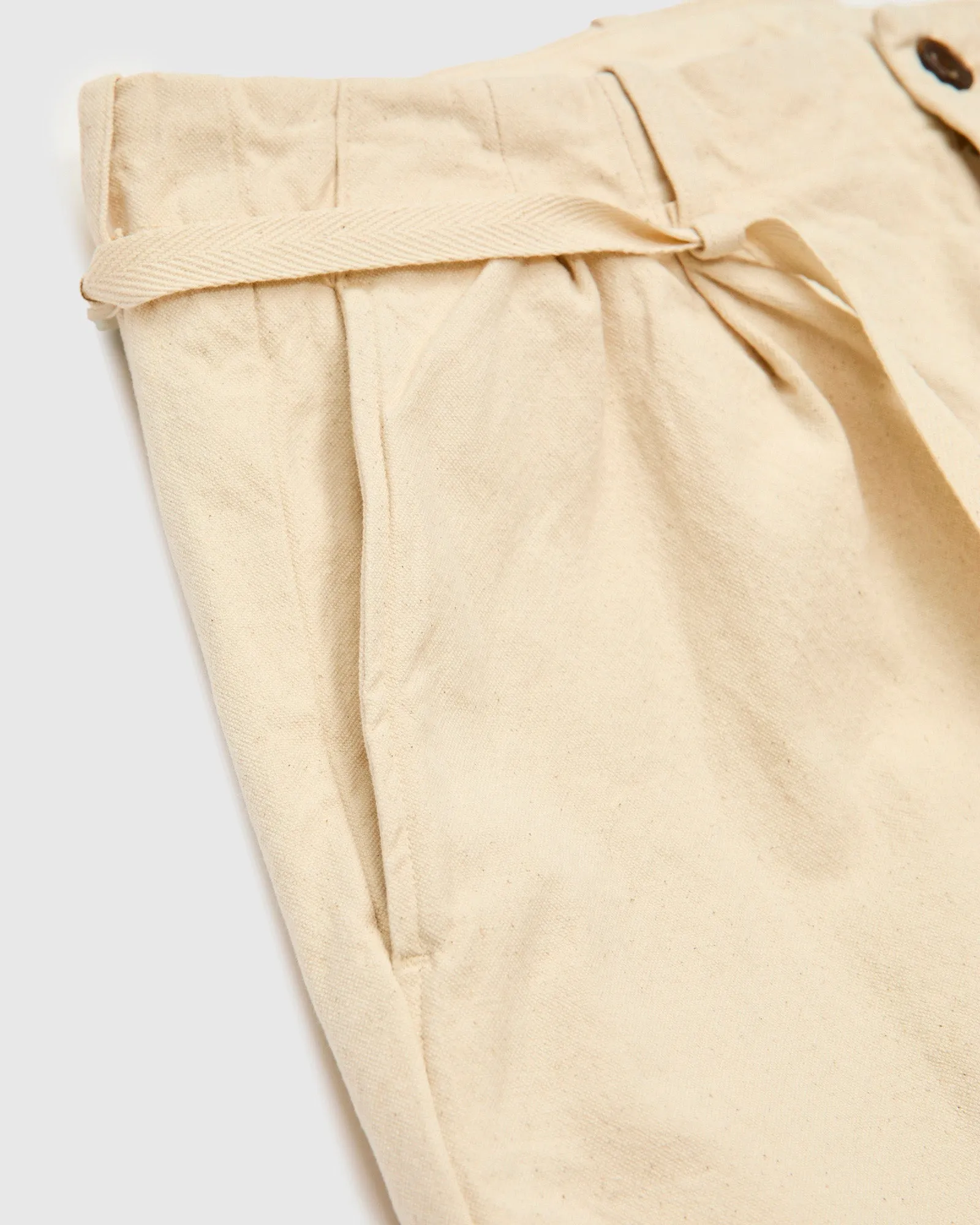 10oz Canvas 2Tuck Tapered Pants in Natural