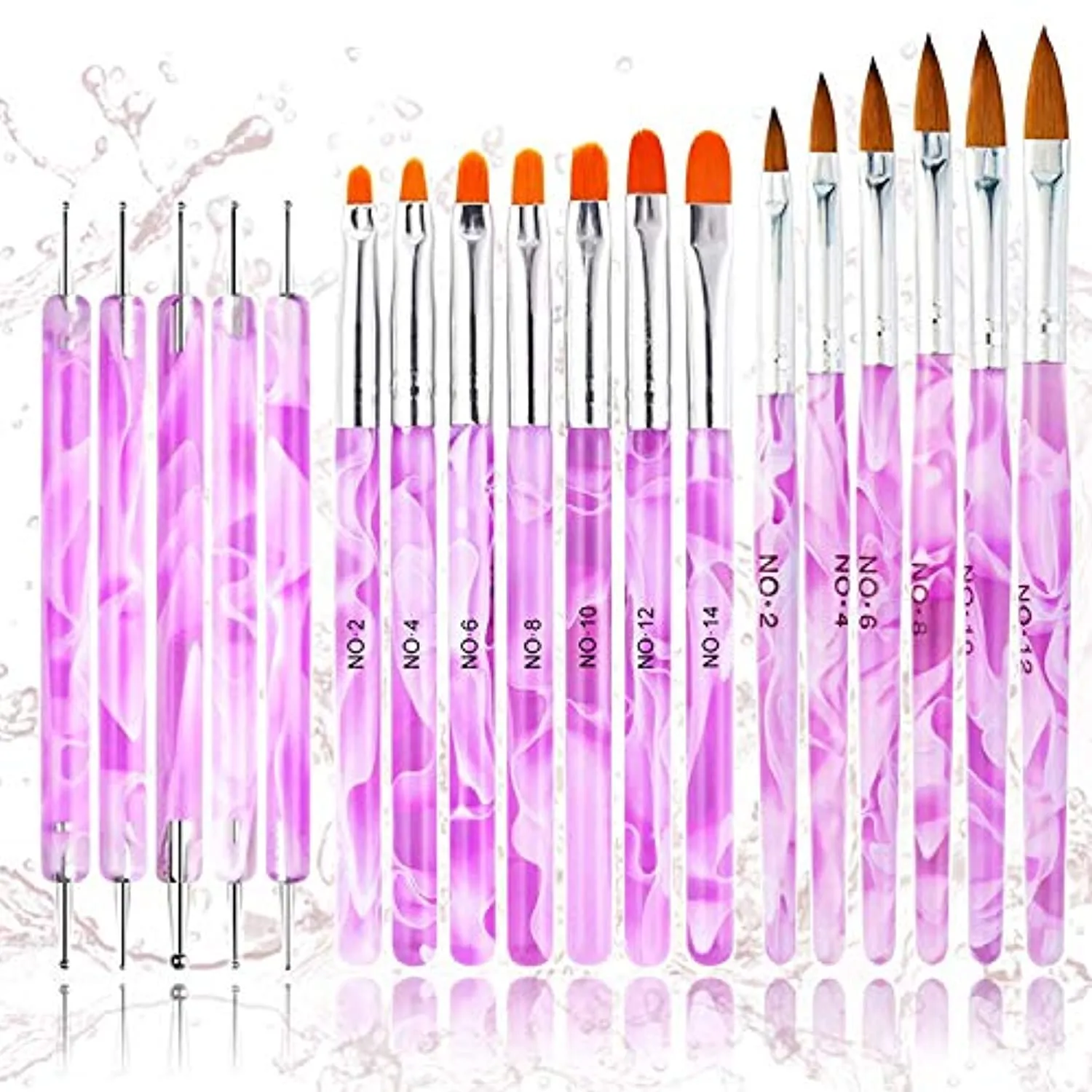 18PCS Acrylic Nail Brush Set Nail Art Brushes for Acrylic Application UV Gel Nail Brush Dotting Pen 3D Nails Brush for Acrylic Powder Nail Extension Acrylic Nail Kit Set Professional