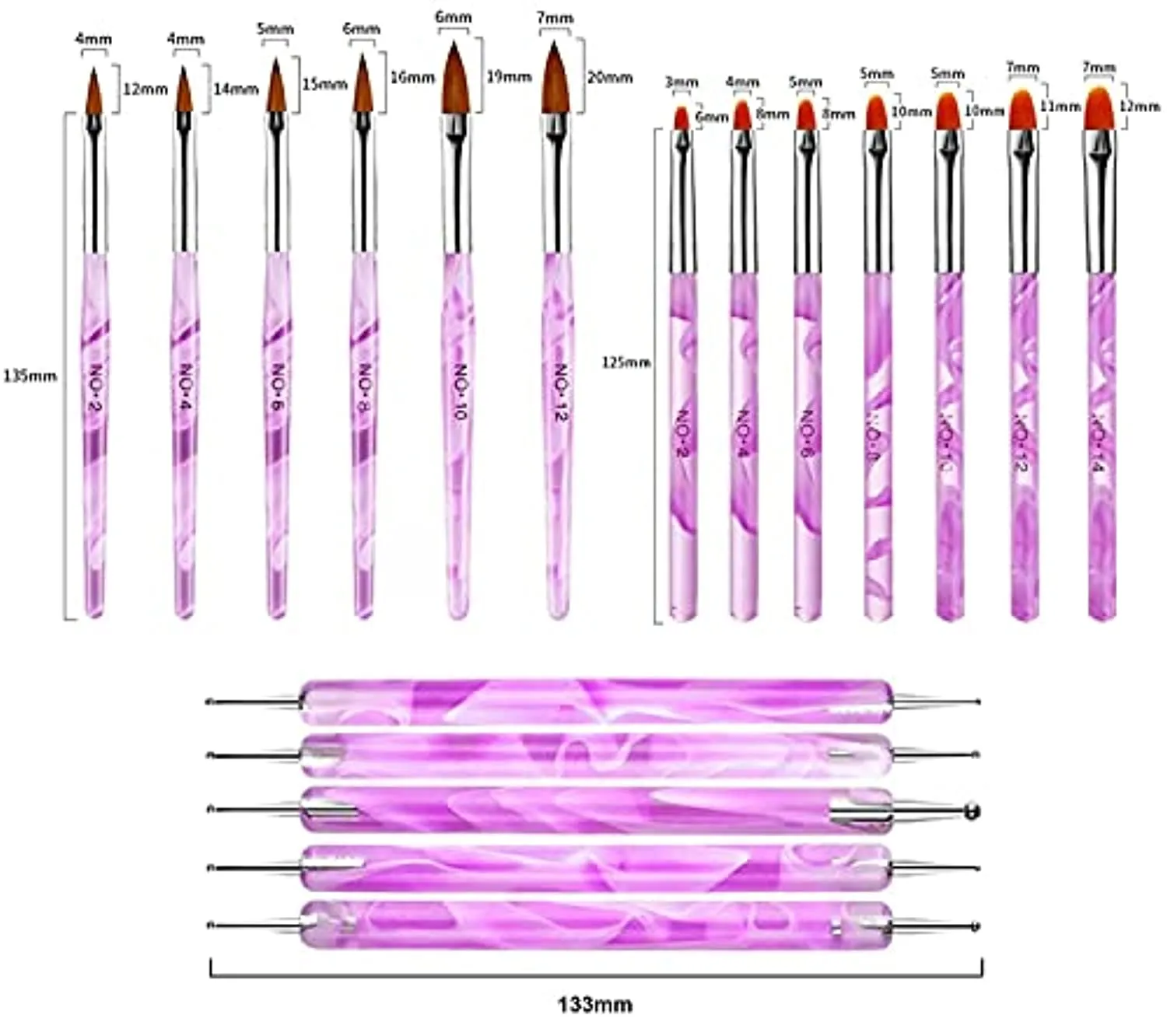 18PCS Acrylic Nail Brush Set Nail Art Brushes for Acrylic Application UV Gel Nail Brush Dotting Pen 3D Nails Brush for Acrylic Powder Nail Extension Acrylic Nail Kit Set Professional