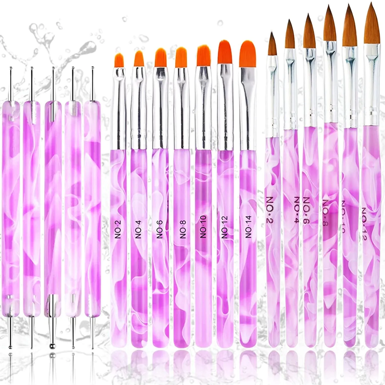18PCS Acrylic Nail Brush Set Nail Art Brushes for Acrylic Application UV Gel Nail Brush Dotting Pen 3D Nails Brush for Acrylic Powder Nail Extension Acrylic Nail Kit Set Professional