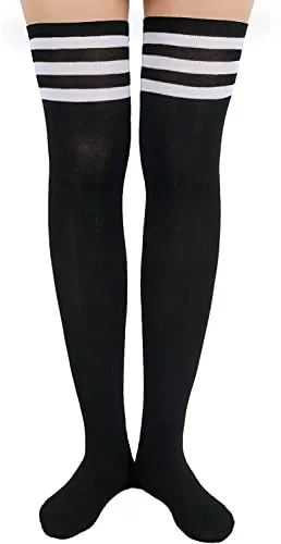 2 Pair Women Striped Long Socks Thigh Stockings School Girl Over Knee Socks Leg Warmer