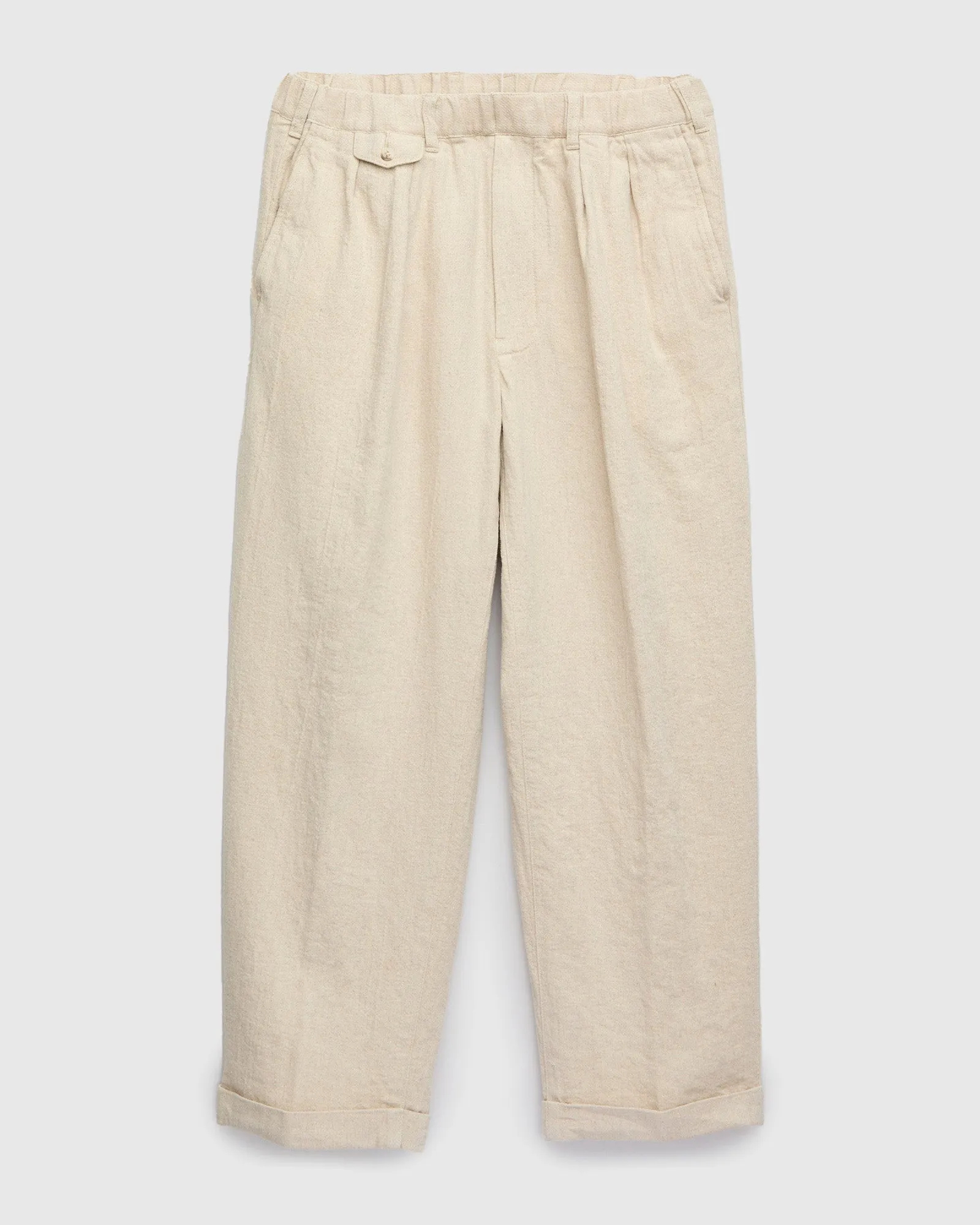 2-Pleat Linen Relax Trousers in Natural