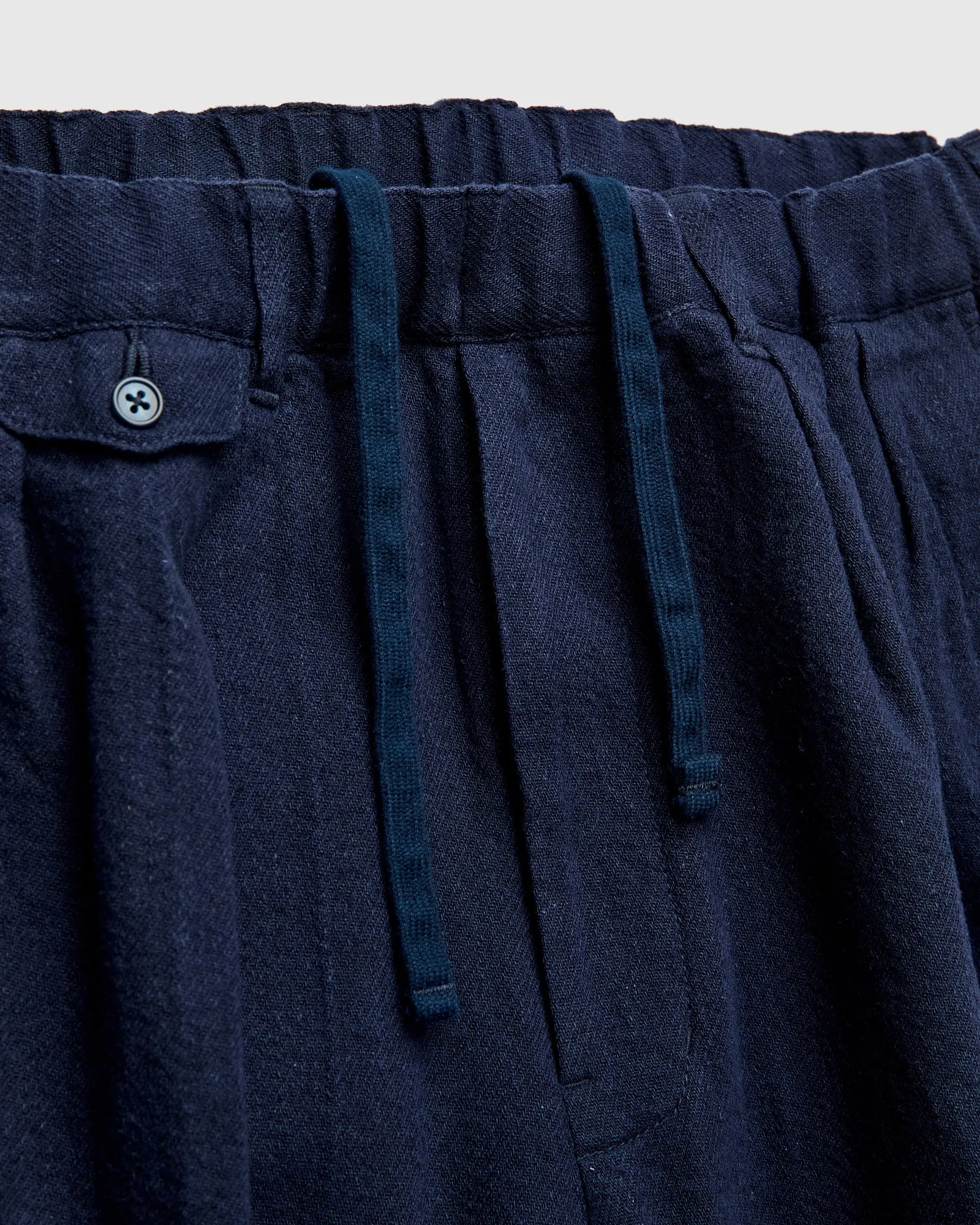 2-Pleat Linen Relax Trousers in Navy