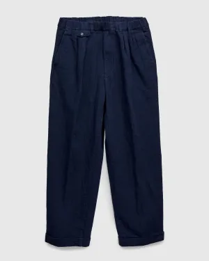 2-Pleat Linen Relax Trousers in Navy