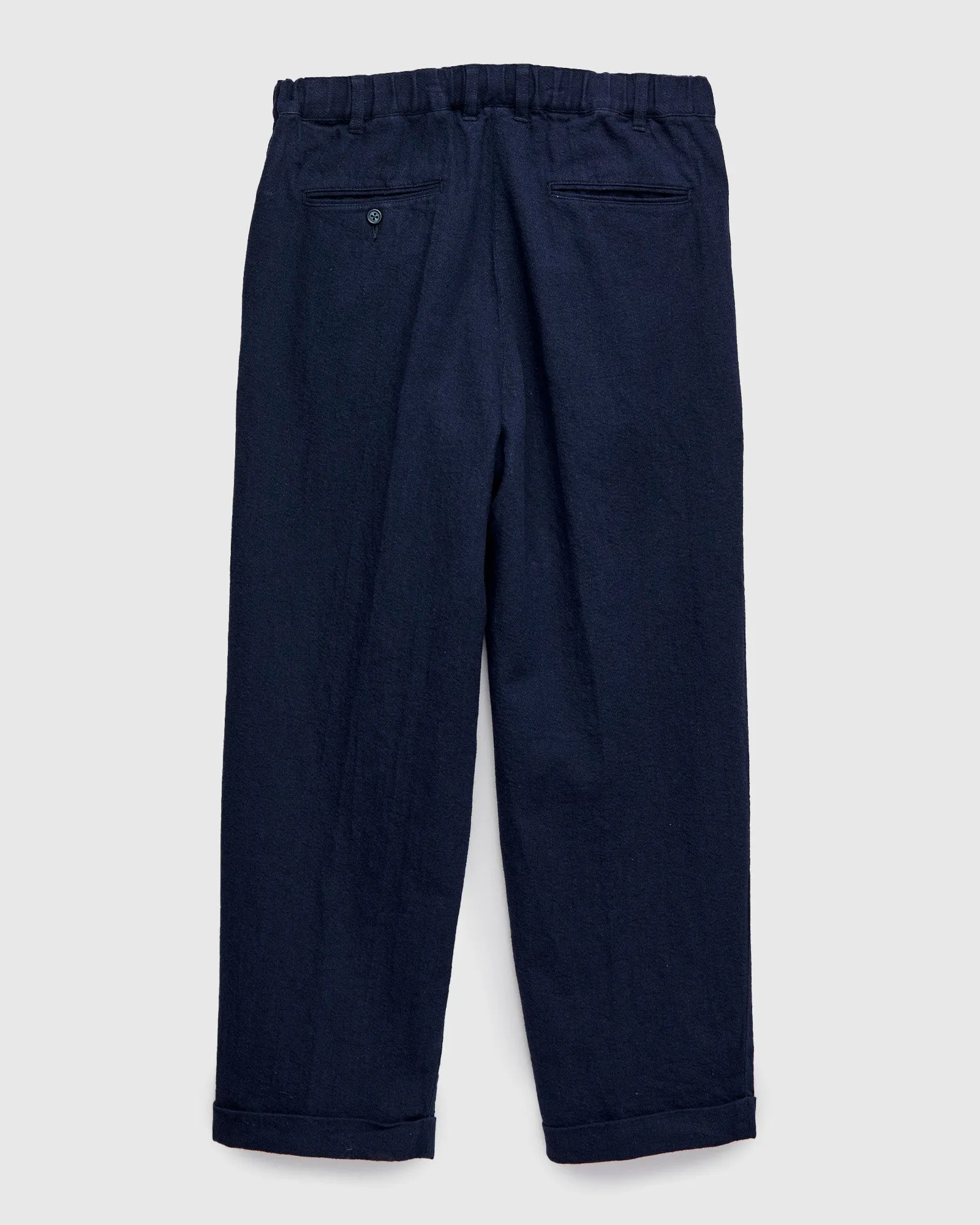 2-Pleat Linen Relax Trousers in Navy