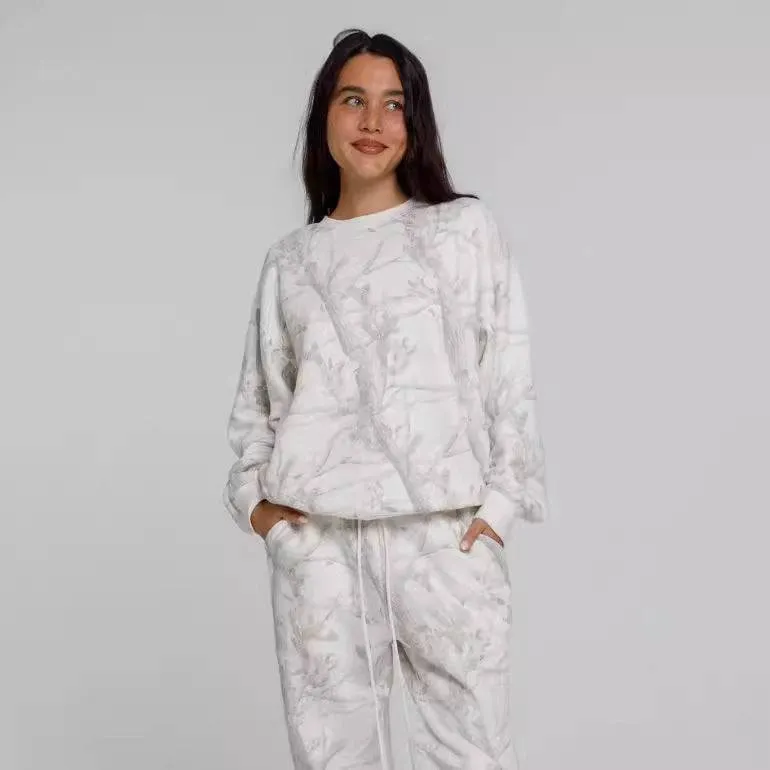 2024 Autumn Winter Camouflage Hoodie & Sweatshirt Set – Women’s Maple Leaf Print Sportswear