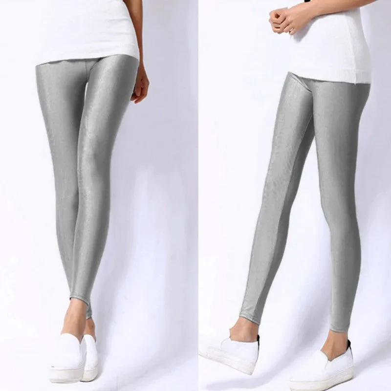 5 Color Women Leggings Faux Leather Nylon High Slim Leggings Plus Size High Elasticity Pants Leggins Size