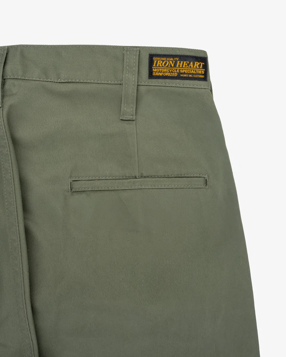 9oz Mercerised Selvedge Cotton Relaxed Tapered Cut Chinos - Olive