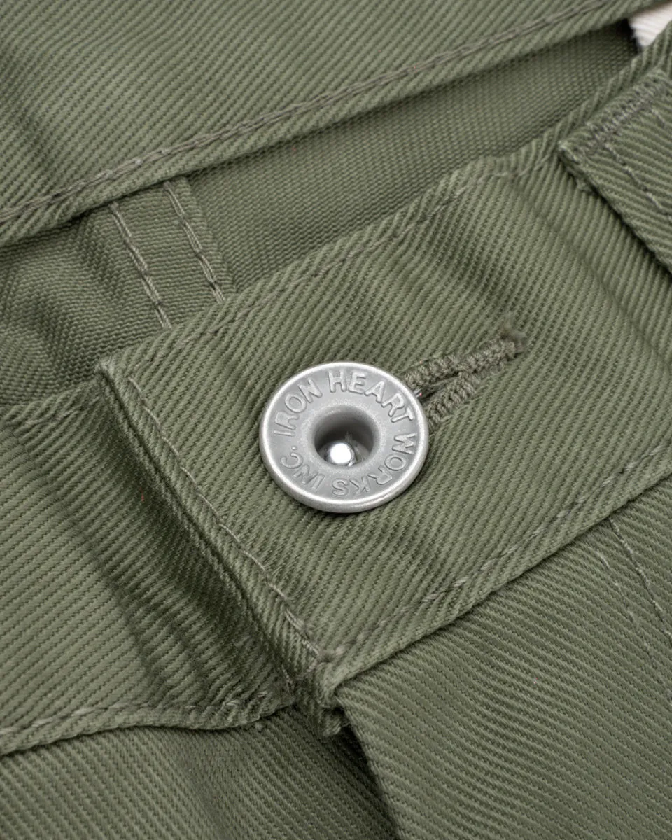 9oz Mercerised Selvedge Cotton Relaxed Tapered Cut Chinos - Olive
