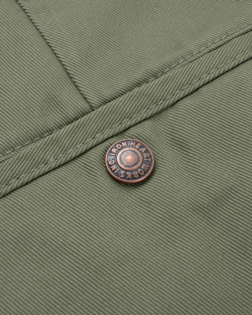 9oz Mercerised Selvedge Cotton Relaxed Tapered Cut Chinos - Olive