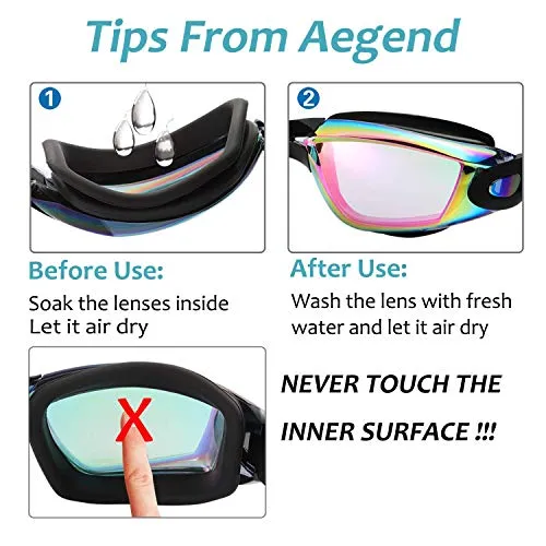 aegend 2 Pack Swim Goggles, Swimming Goggles No Leaking Anti Fog UV Protection Crystal Clear Vision Triathlon Swim Goggles with Free Protection Case for Adult Men Women Youth Teens, 10 Choices