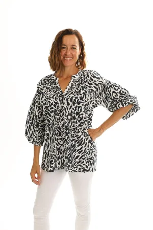 Animal Pleated Cotton Top - SS37
