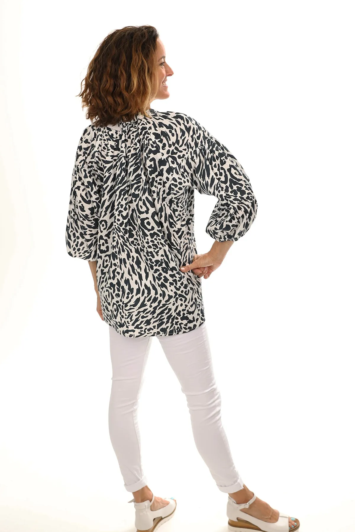 Animal Pleated Cotton Top - SS37