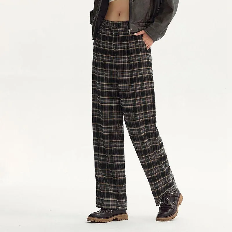 Autumn 2024 High-Waist Wide-Leg Suit Pants for Women
