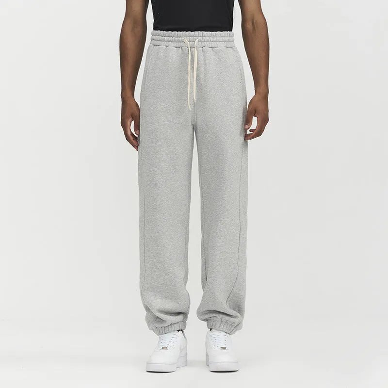 Autumn And Winter 380g Velvet Sweatpants Men's Leisure Sports Straight Ankle Tied
