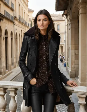 Ava | Elegant Leather Trench Coat