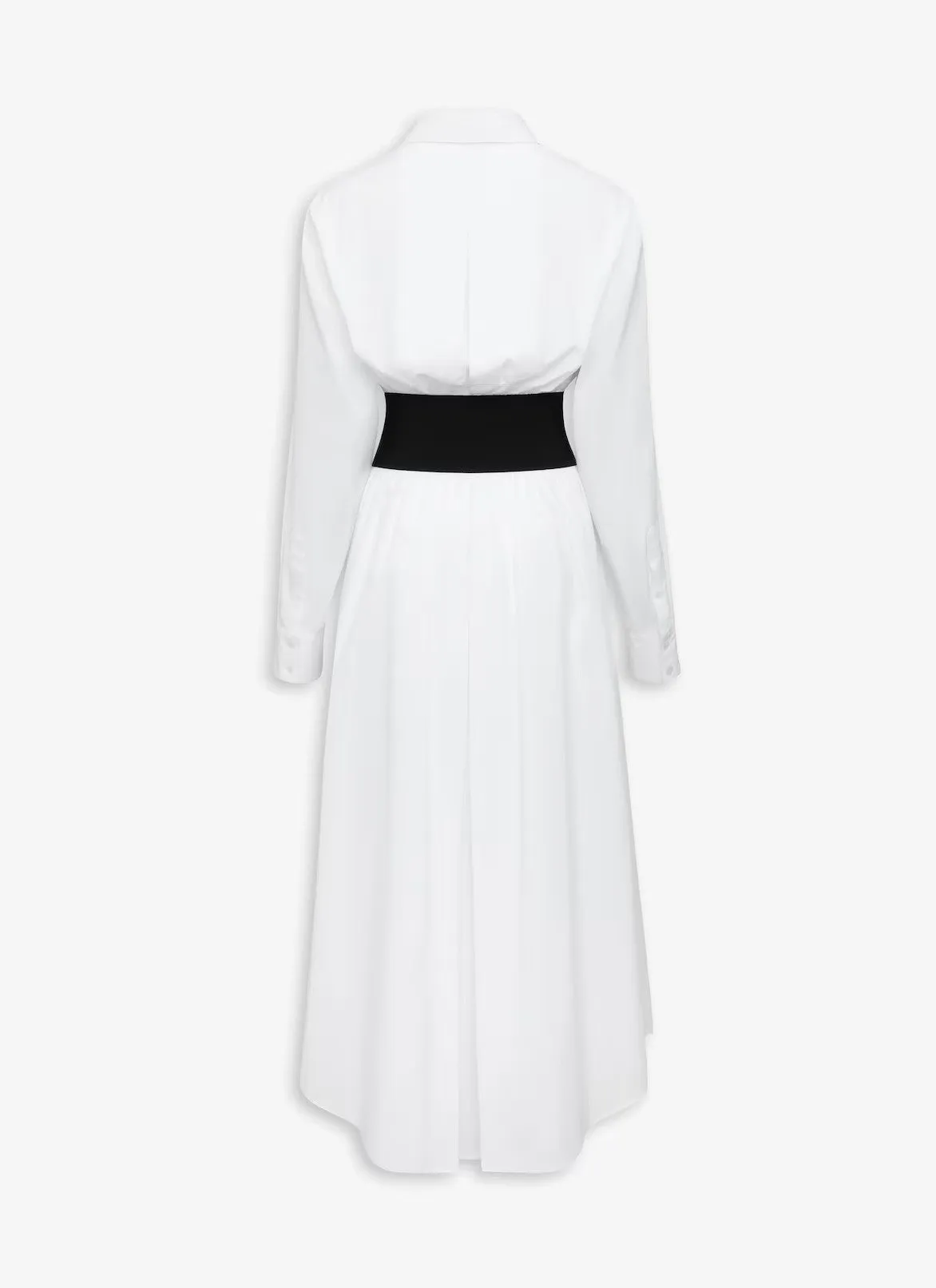 Belted Shirt Dress in Cotton Poplin