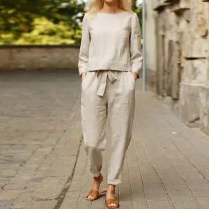 Bjarka – linen trousers with linen shirt