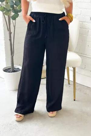 Black High Waist Linen Pants