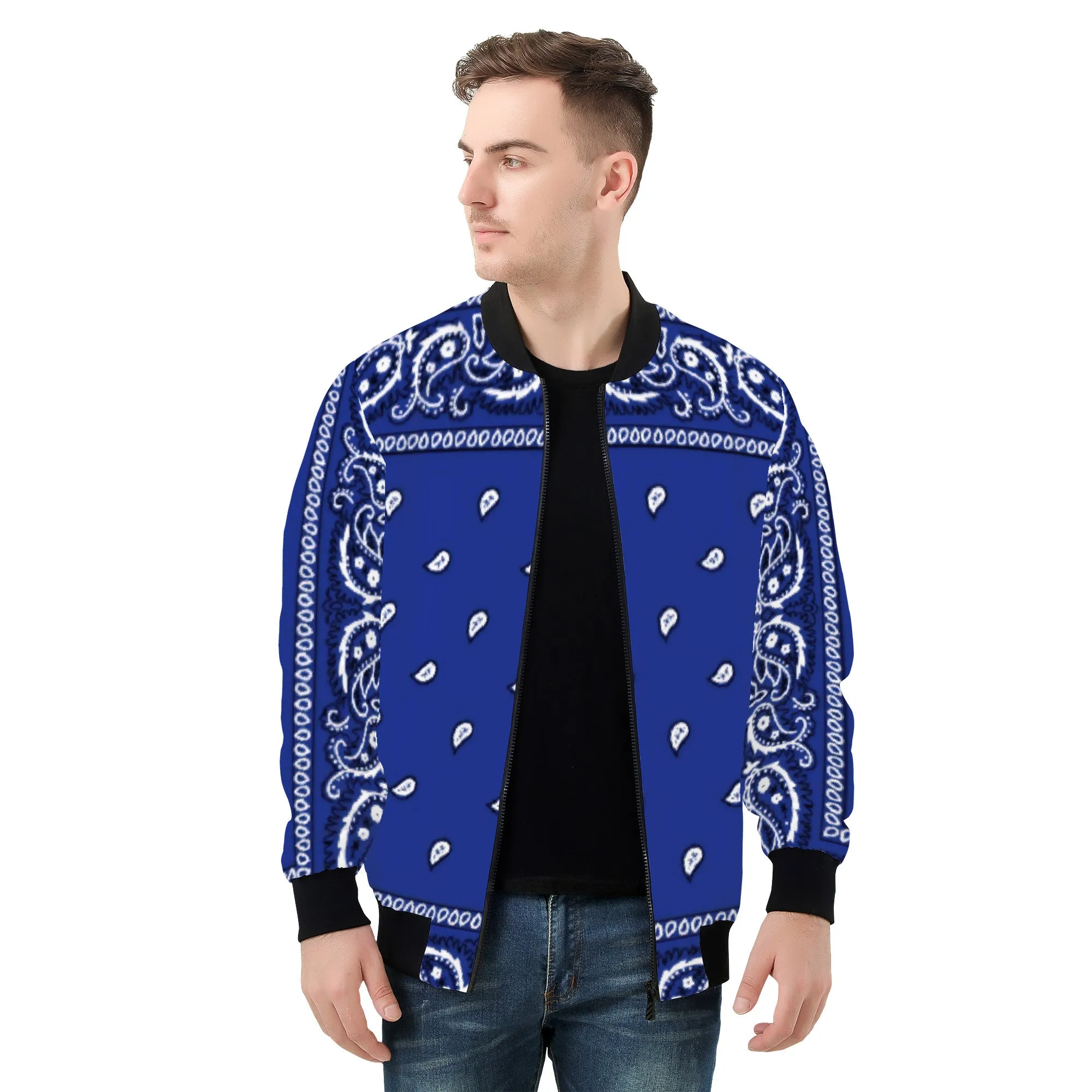 Blue Crip Bandana Paisley Men's/Unisex Adult Bomber Jacket