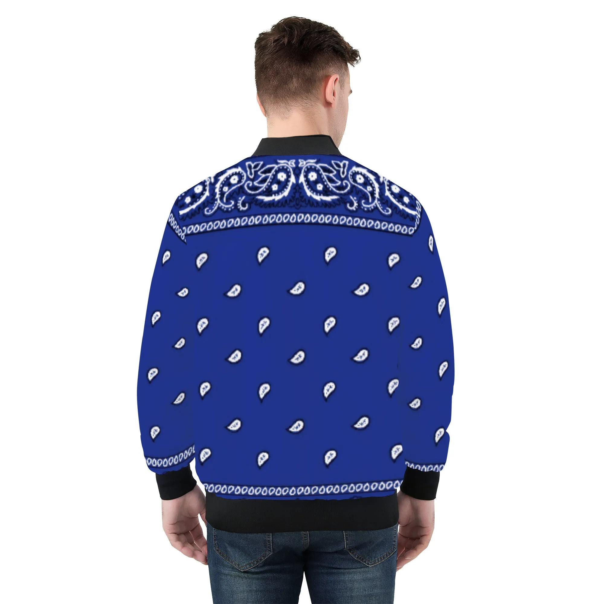 Blue Crip Bandana Paisley Men's/Unisex Adult Bomber Jacket