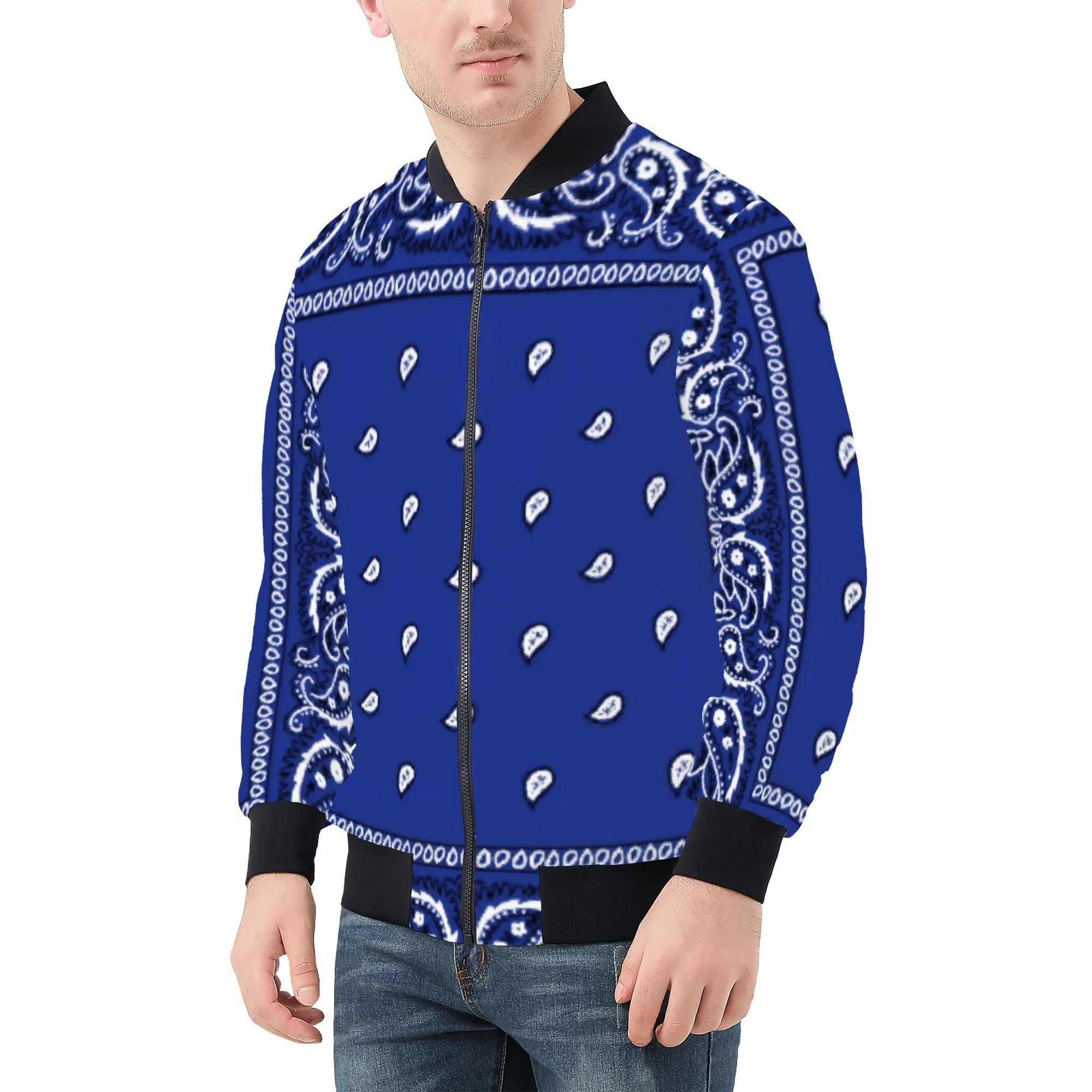 Blue Crip Bandana Paisley Men's/Unisex Adult Bomber Jacket