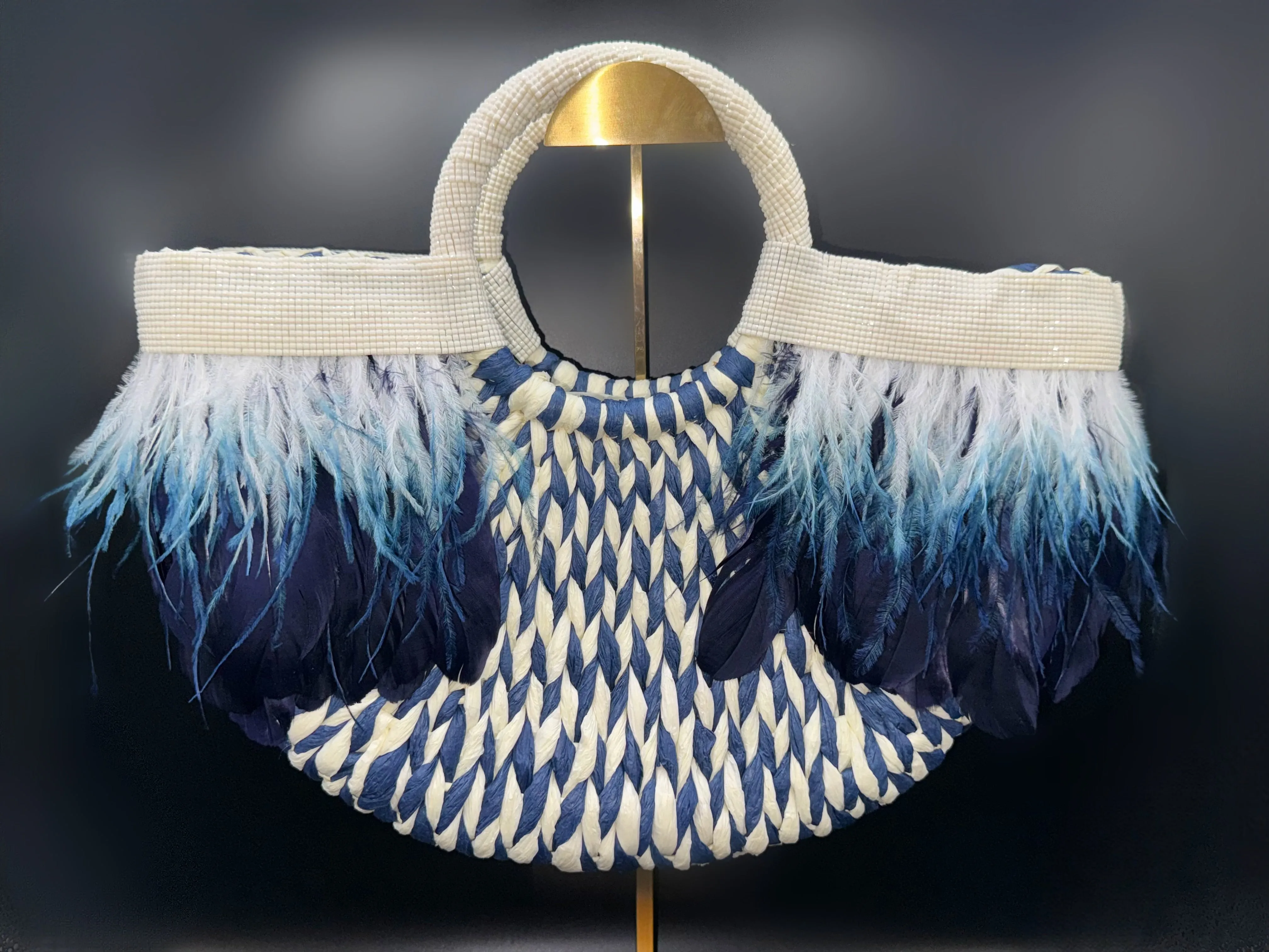 Blue Ombré Feather Tote