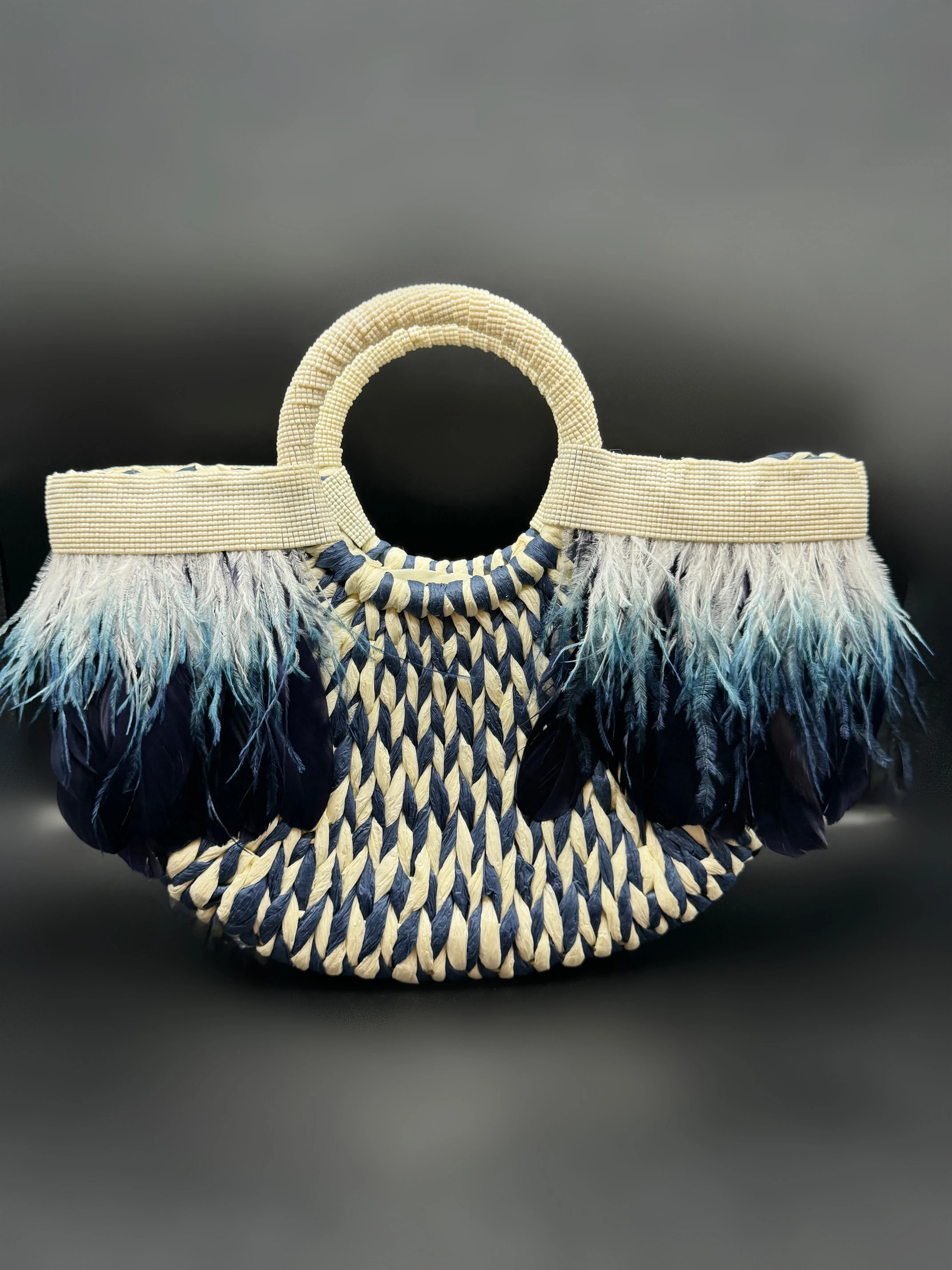 Blue Ombré Feather Tote