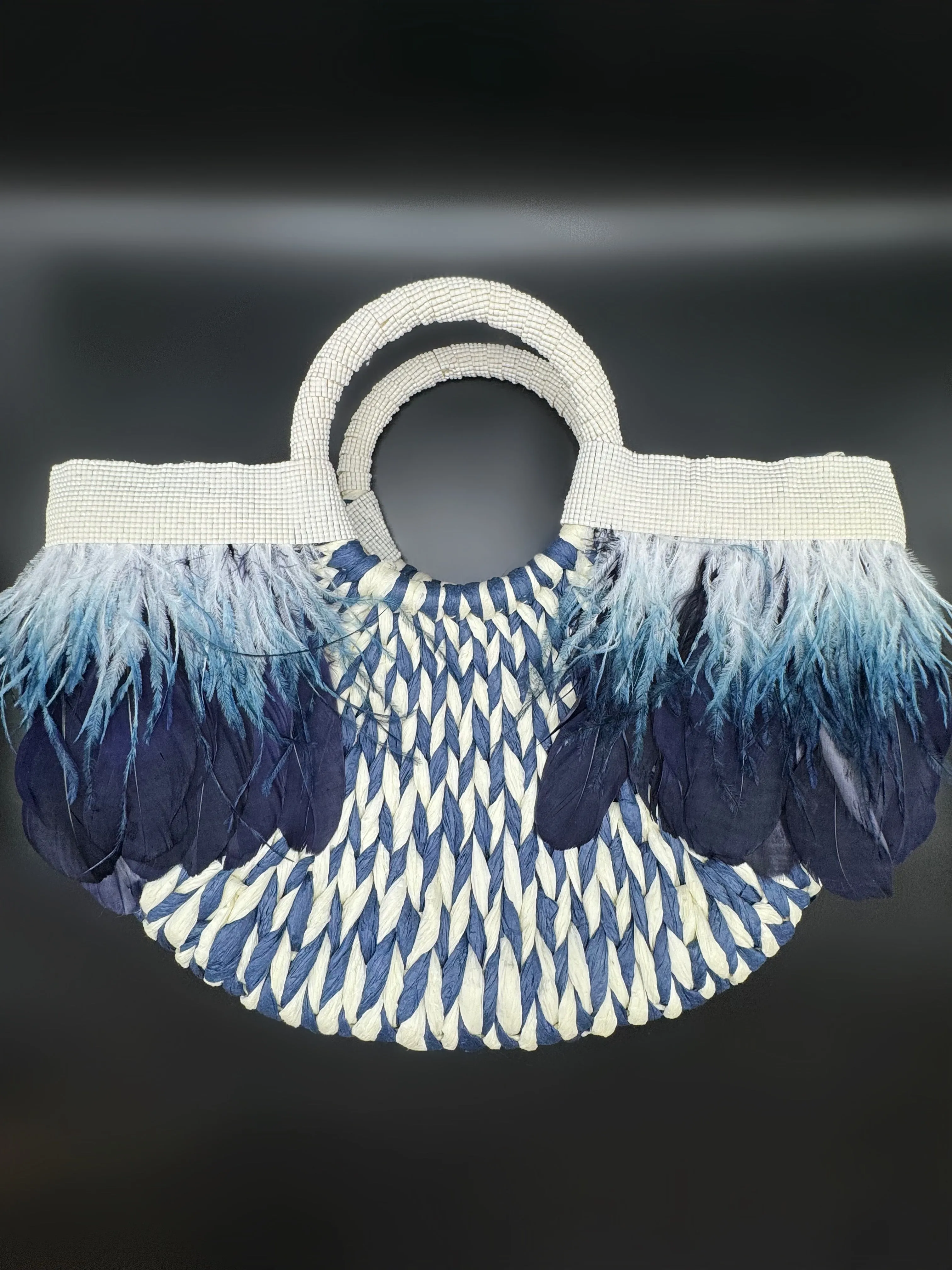 Blue Ombré Feather Tote
