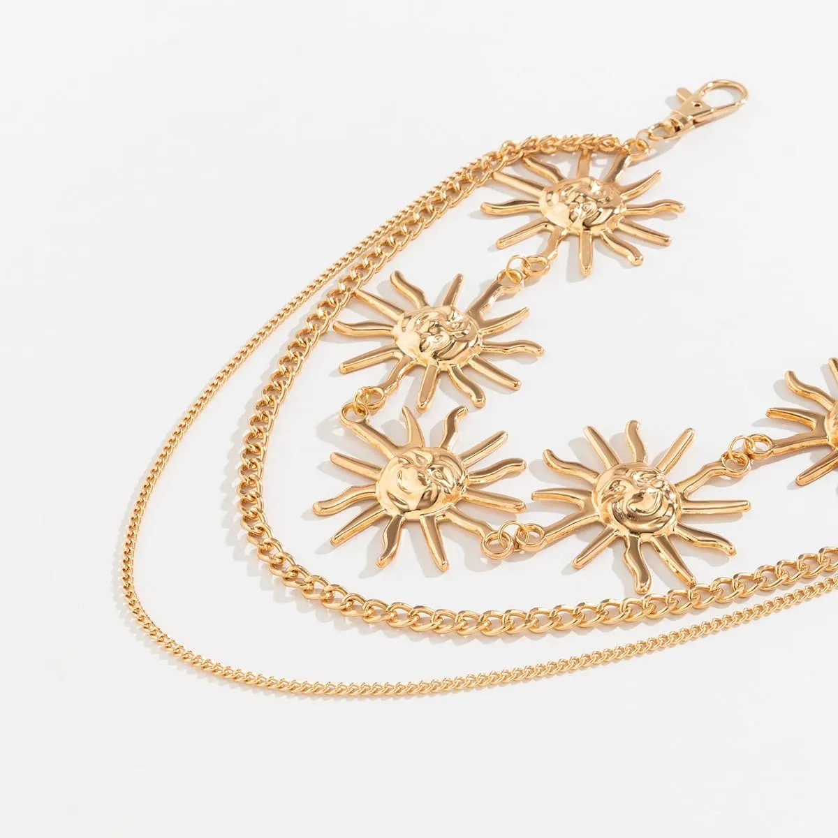 Bohemia Gold Silver Tone Layering Sun Waist Chain