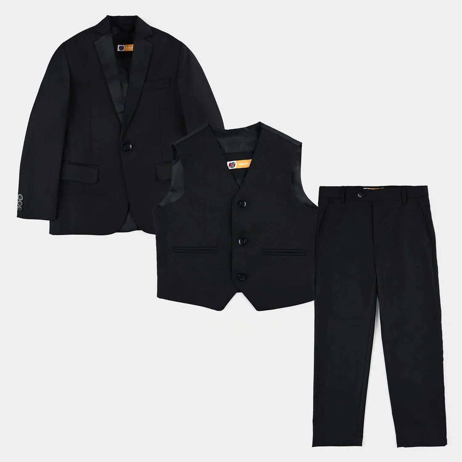 Boys Cotton Twill 3 Piece suit Classic Black