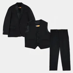 Boys Cotton Twill 3 Piece suit Classic Black