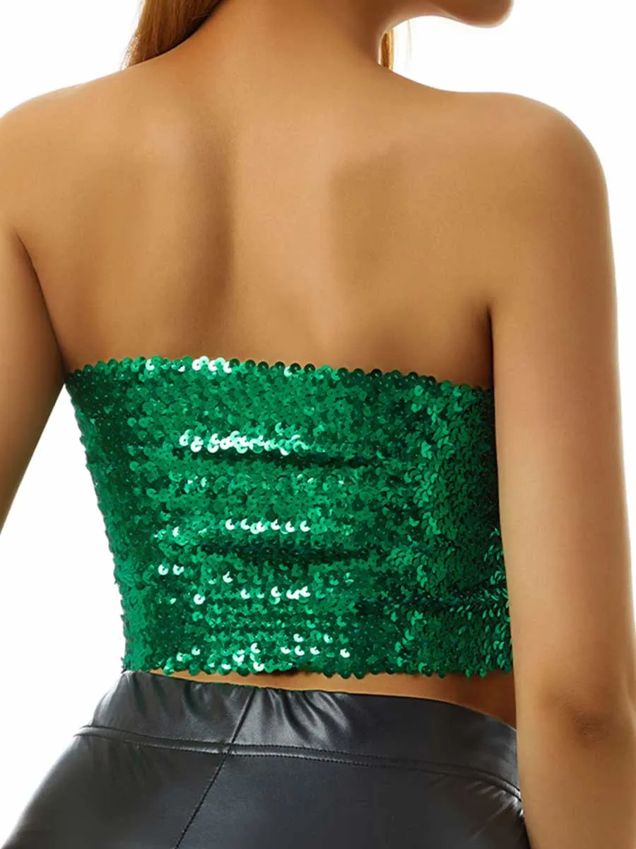 Bright Green Sequin Bandeau Top