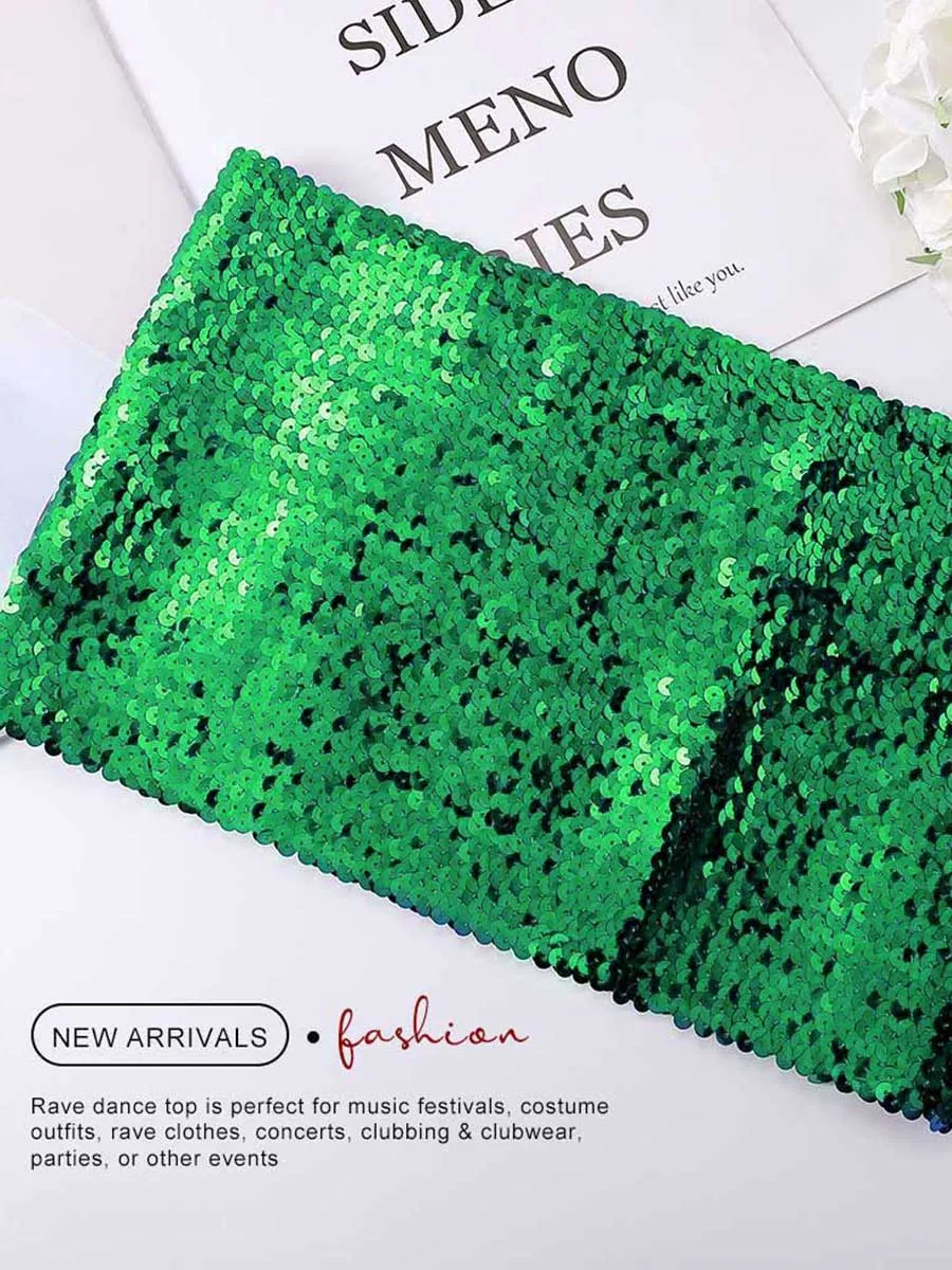 Bright Green Sequin Bandeau Top