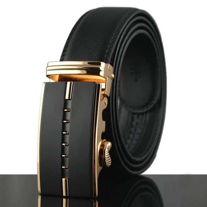 Business Belts For Men Ceinture Luxury Genuine Leather Belt Buckle Wide Belt Fashion Jeans Men Brand Pants Strap 130cm Q170