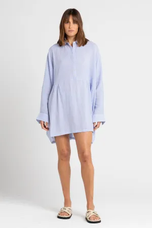 Byron Oversized Shirt Dress Light Blue Pinstripe