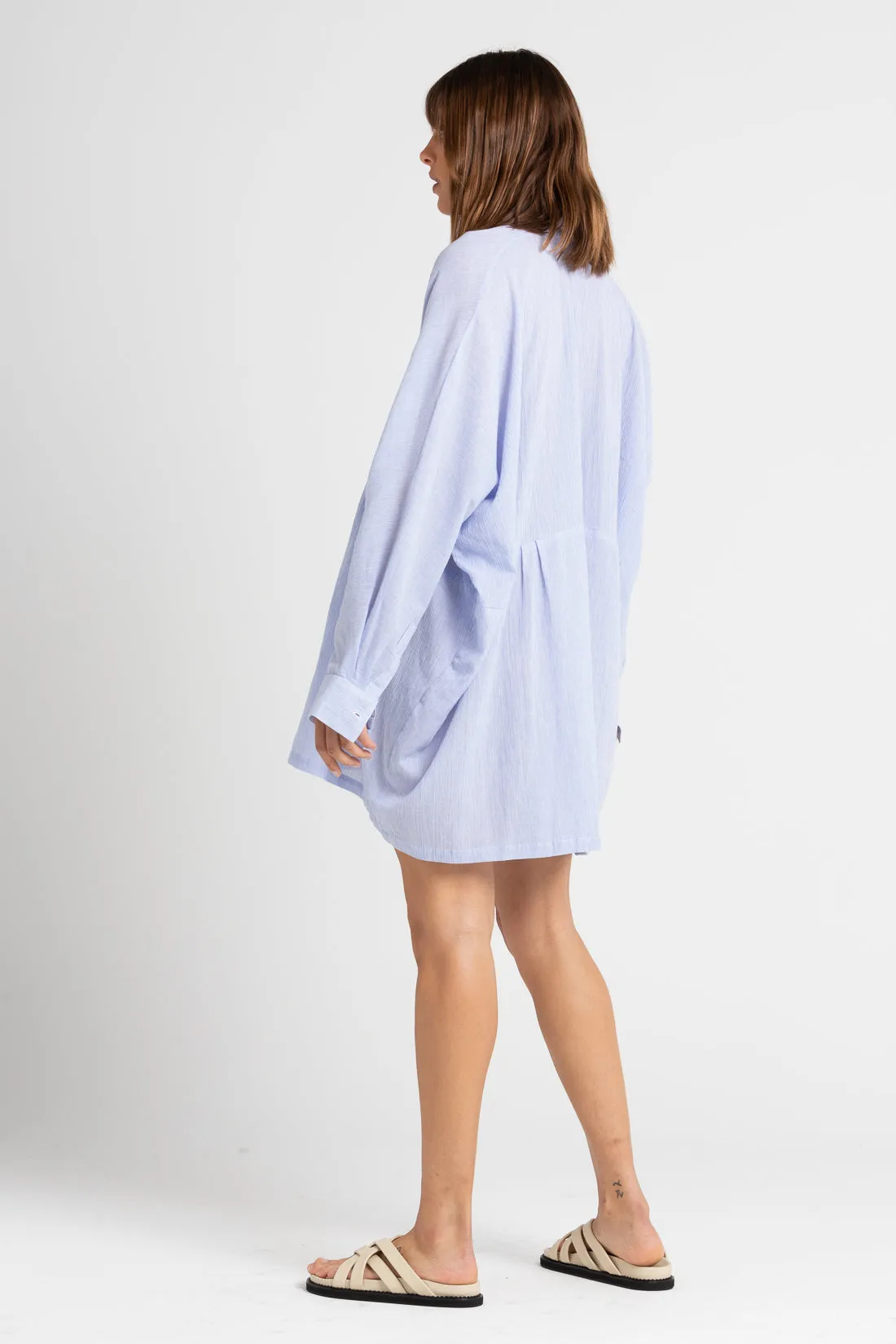 Byron Oversized Shirt Dress Light Blue Pinstripe