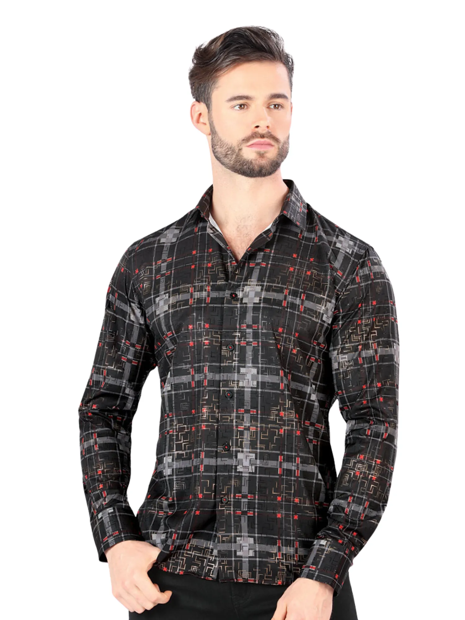 Camisa Casual Manga Larga Estampada para Hombre 'Montero' - ID: 0789