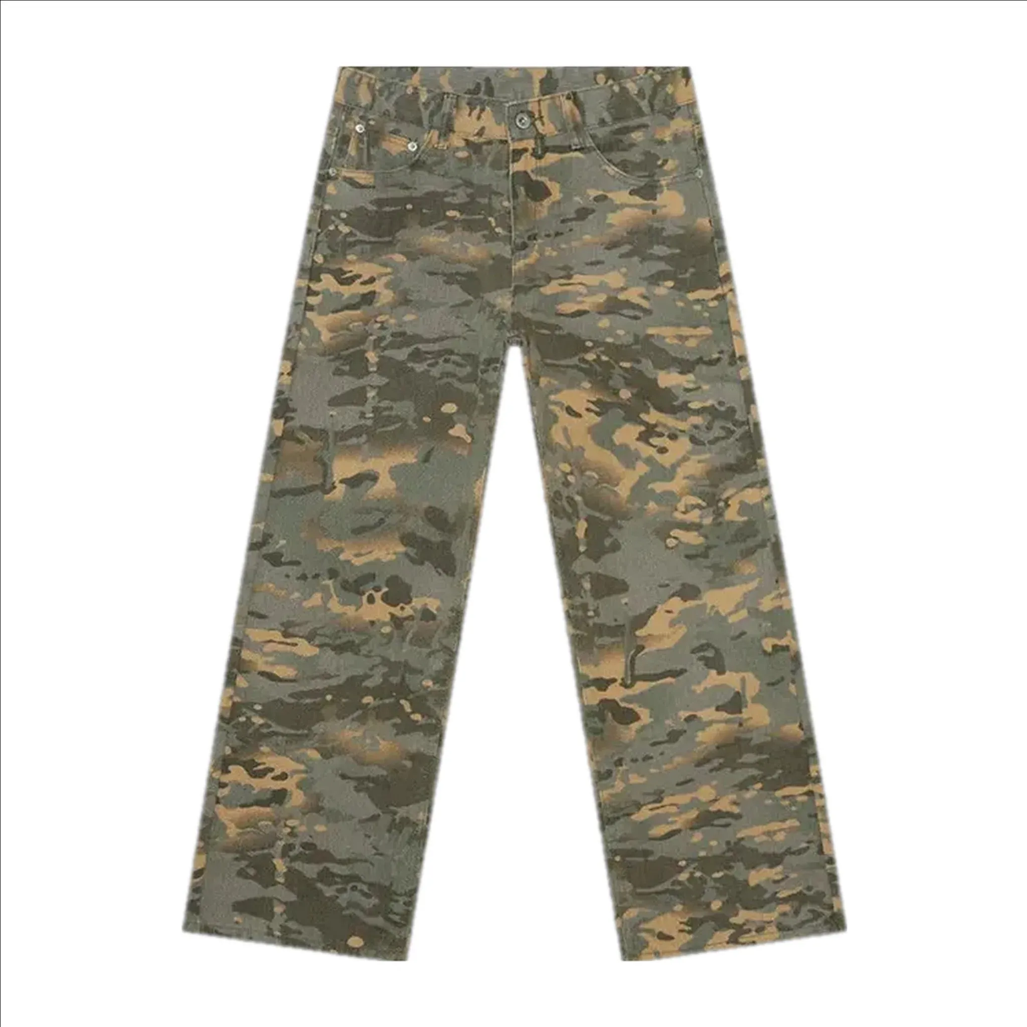 Camo mid waist jeans pants for men