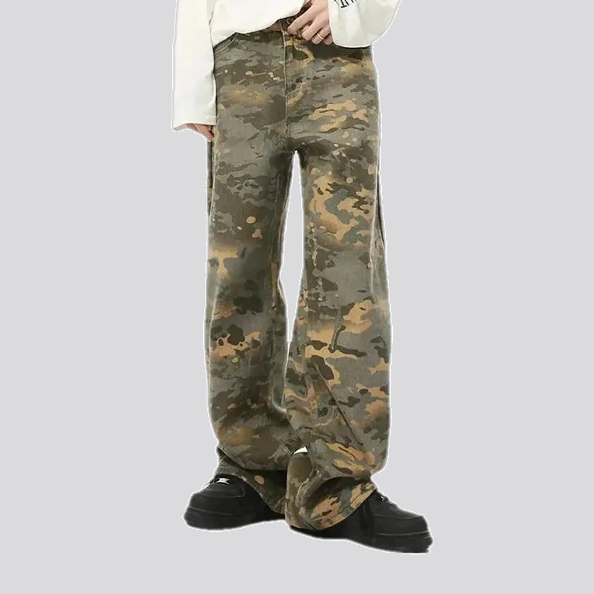 Camo mid waist jeans pants for men