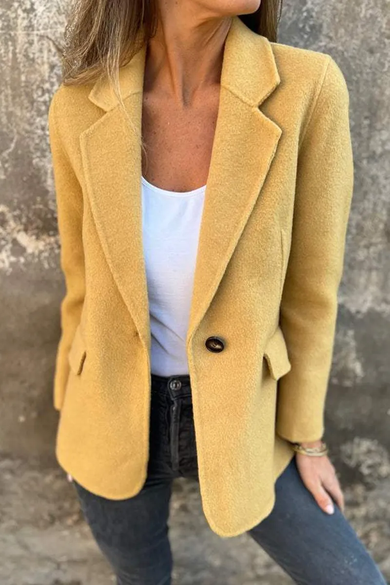 Casual Daily Solid Color Buttons Gross Turn-back Collar Outerwear(6 Colors)
