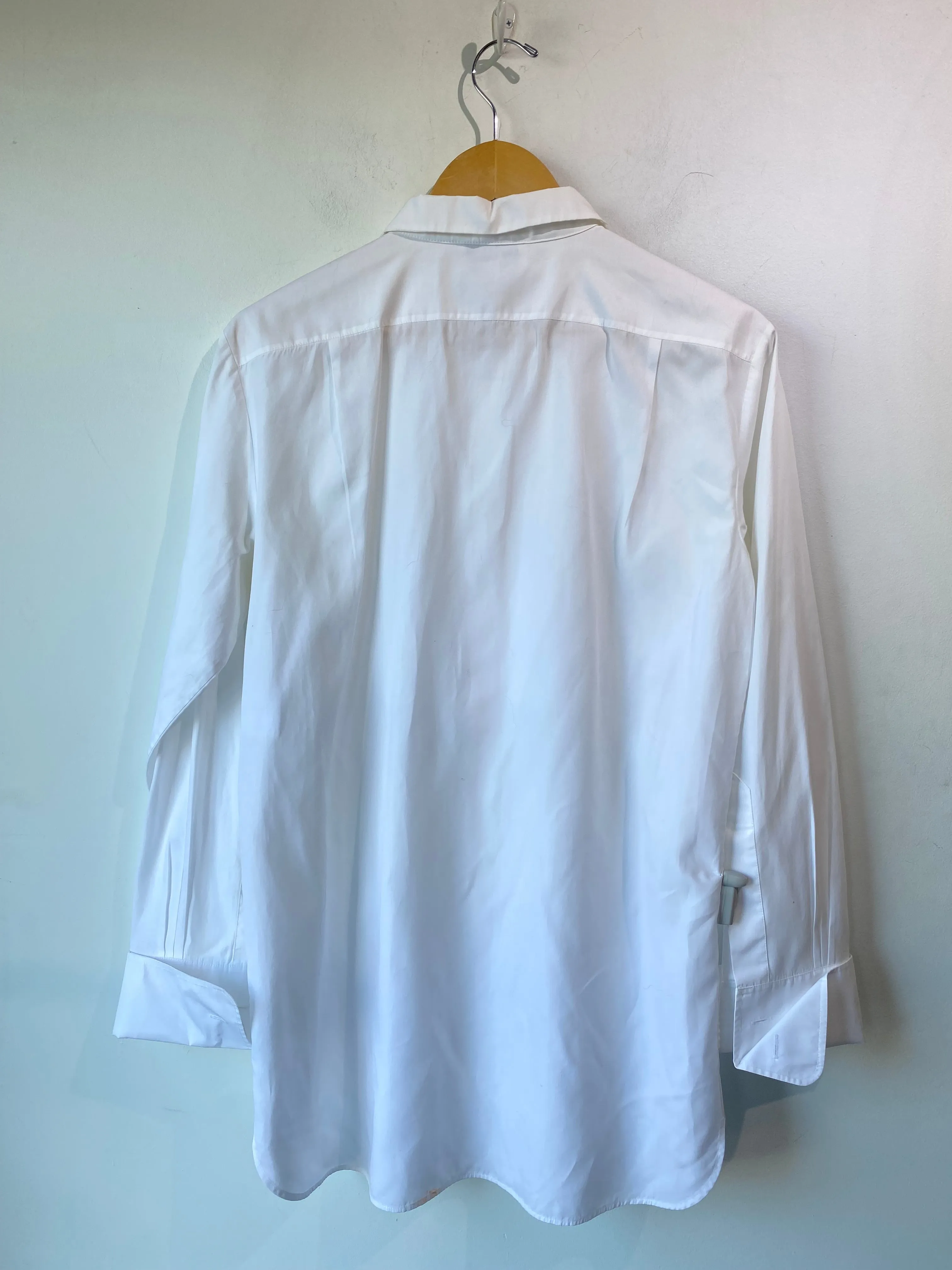 Chanel White Yoked French Cuff Tuxedo Shirt