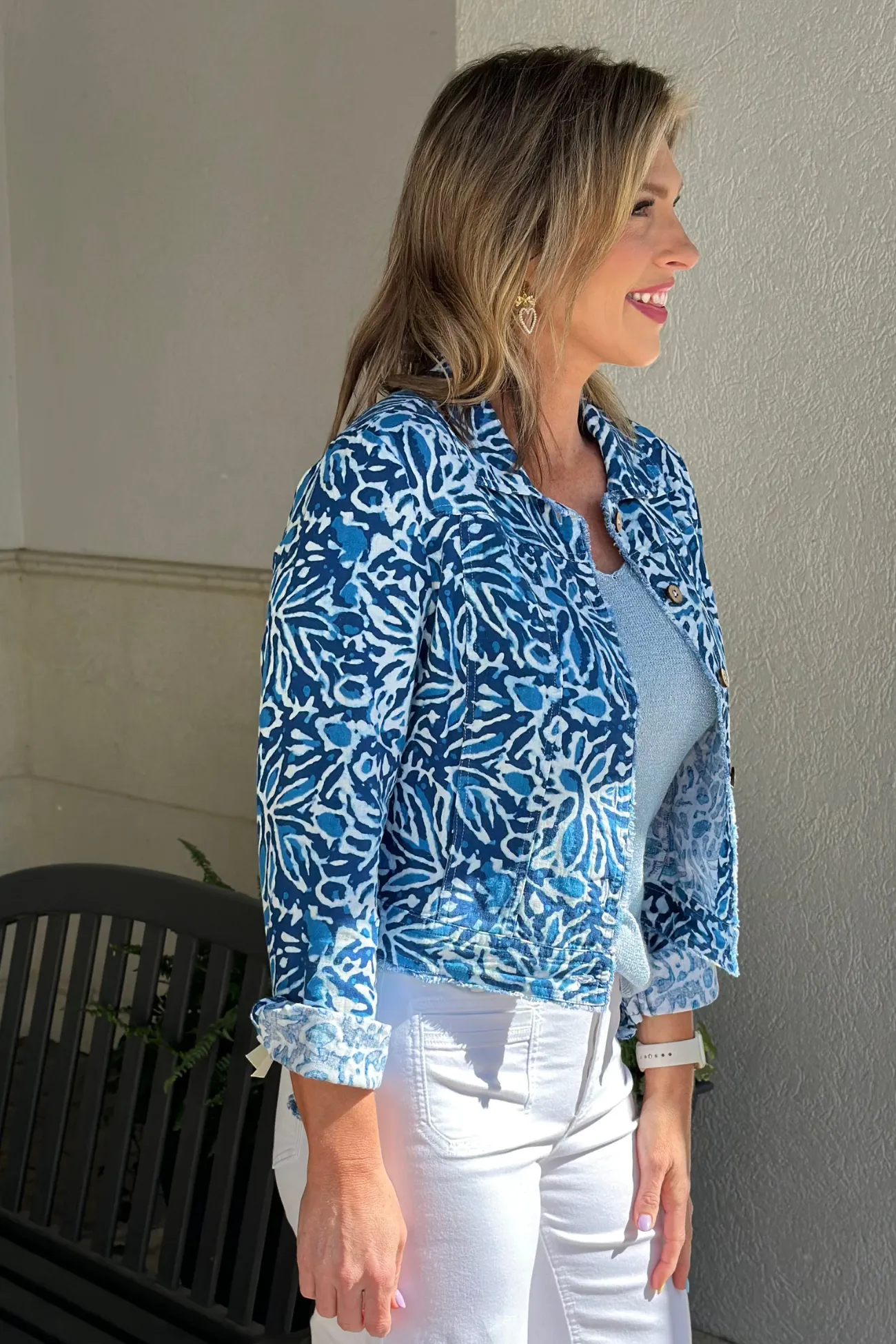 Charlie B Reef Printed Linen Blend Jacket