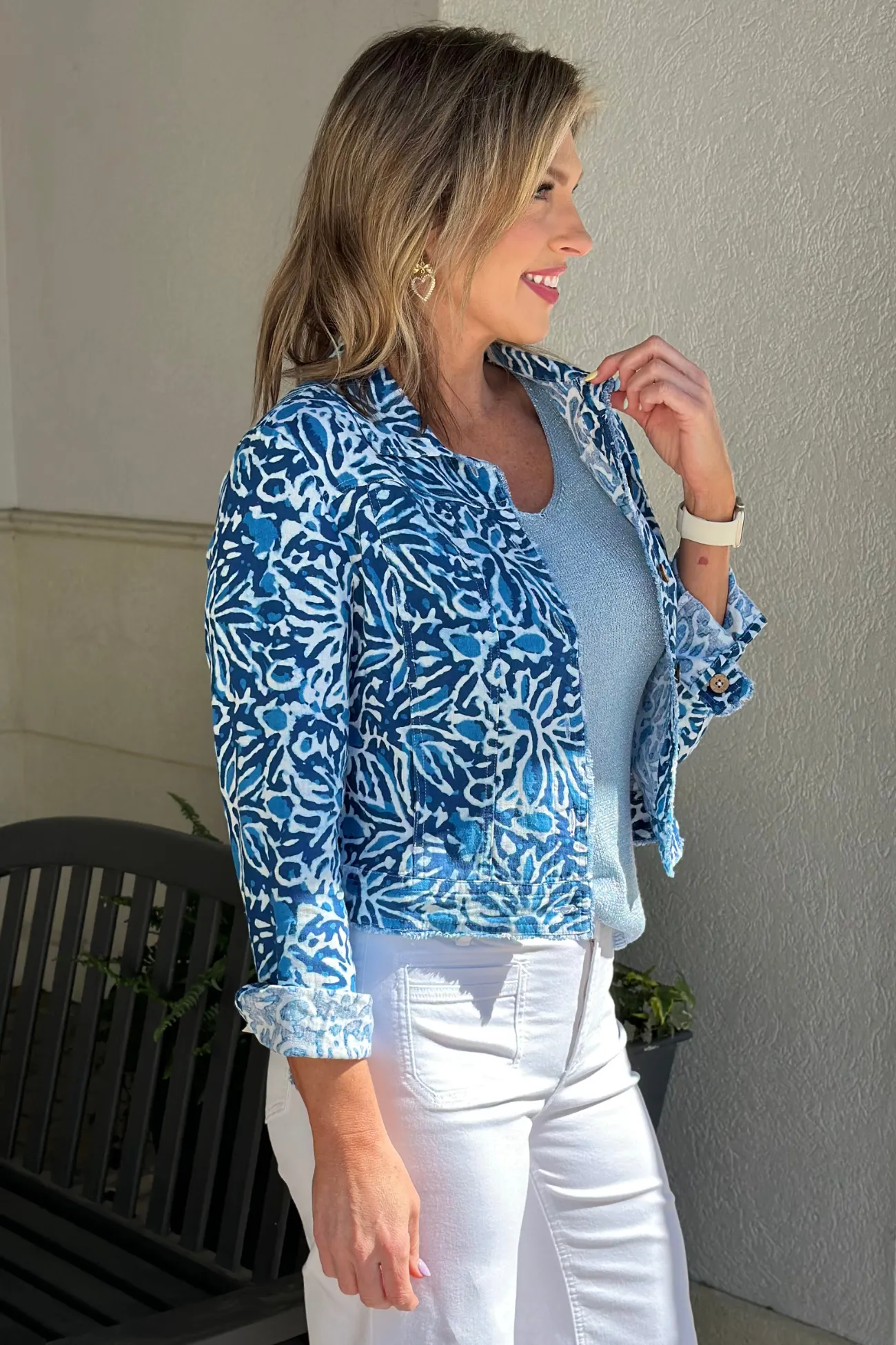 Charlie B Reef Printed Linen Blend Jacket