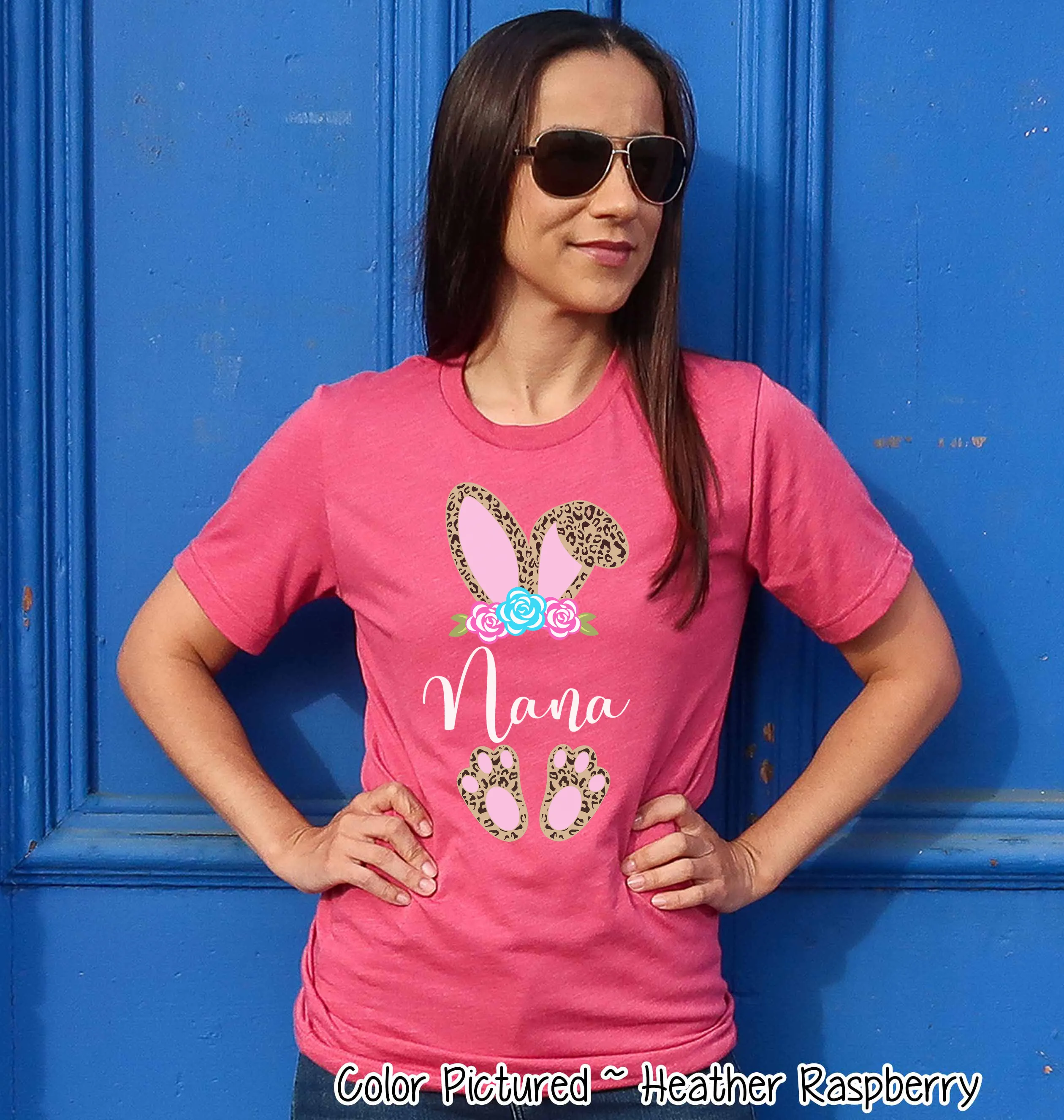 Cheetah Leopard Print Bunny Ears with Nana Easter Tee