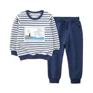 Children's Long-Sleeved Striped Casual Sweatshirt Sports Suit