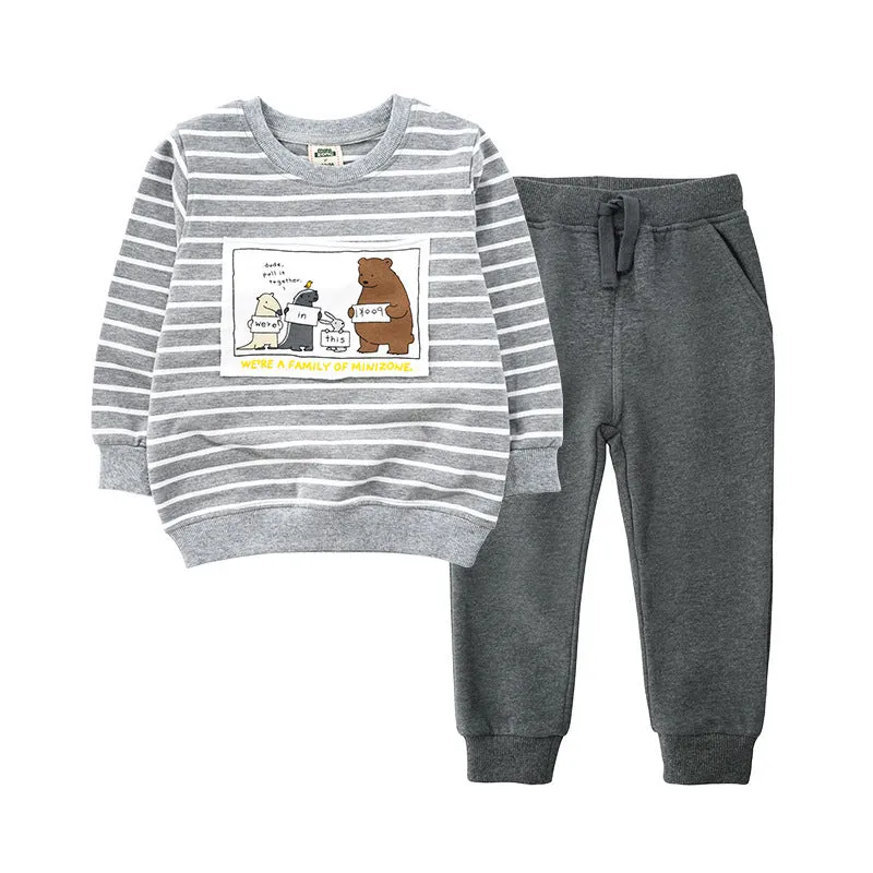 Children's Long-Sleeved Striped Casual Sweatshirt Sports Suit