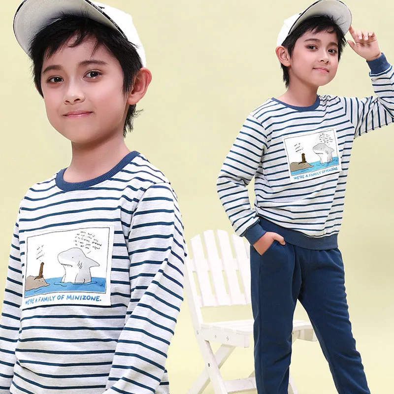 Children's Long-Sleeved Striped Casual Sweatshirt Sports Suit