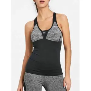 Color Block Racerback Sports Tank Top - Feather Gray Xl