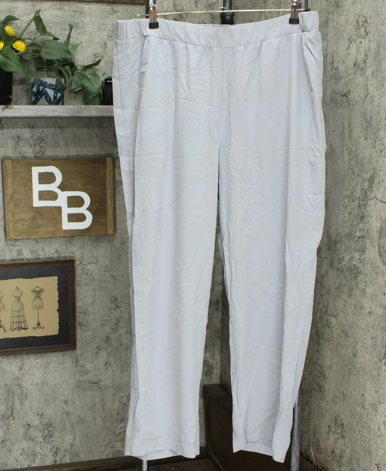 Cuddl Duds Stretch Woven Lounge Pants with Tuxedo Stripe Cloud Grey XL